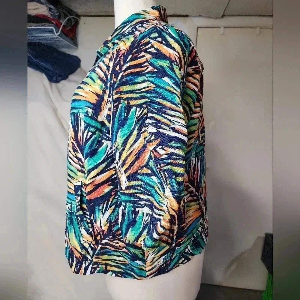 CJ BANKS TROPICAL DESIGN MULTICOLOR PLUS SIZE 2X BLAZER - Picture 2 of 10